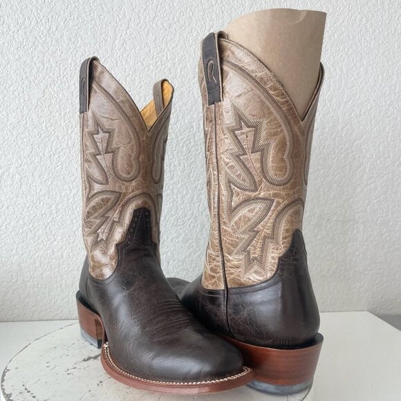 Rod Patrick Mens Cowboy Boots 8.5A Antique Mocha Bison Brown Western Blunt Toe - Picture 1 of 13